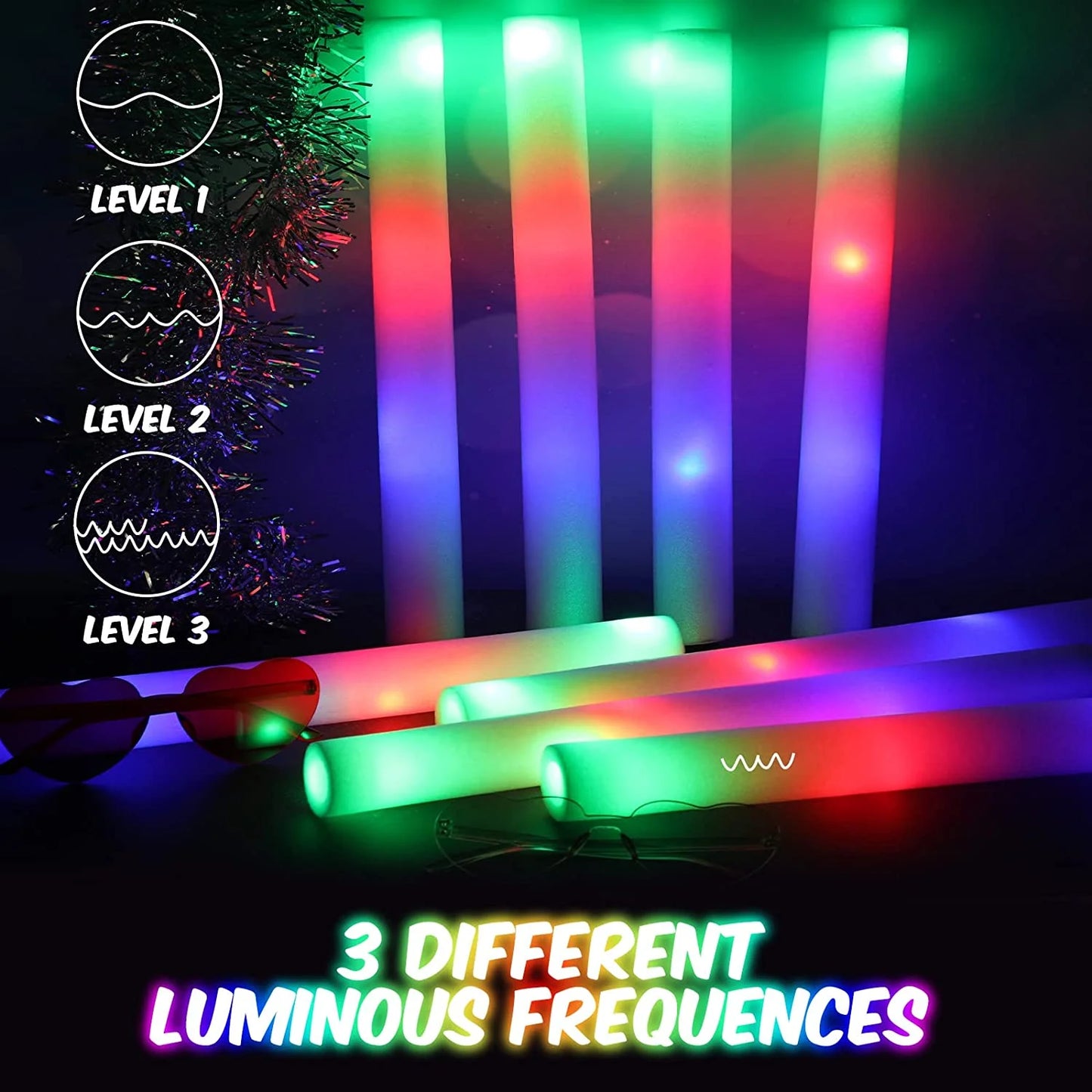 102 Pcs LED Glow Colorful Sticks